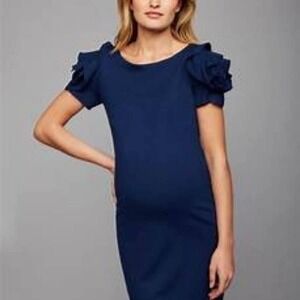 Pietro Brunelli Maternity Sheath Knee Length Cocktail Dress Womens Navy Sz small
